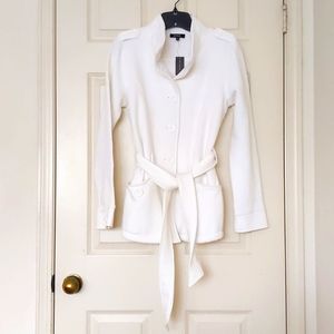 NWT. Express Woman High neck thick fleece coat w/two front deep pockets & belt.